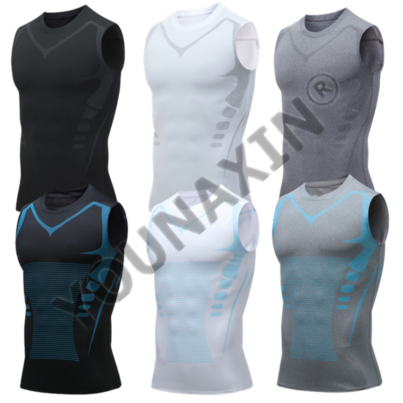 Base Layer Top - เสื้อยืดแขนกุดผู้ชาย 3 ชิ้น เสื้อกล้ามสำหรับเล่นบาสเก็ตบอล ปั่นจักรยาน โยคะ