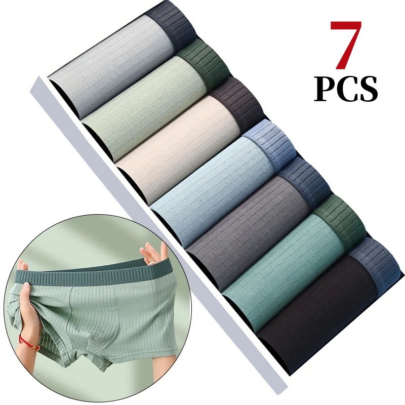 7 ชิ้น/ล็อตผู้ชายผ้าฝ้ายชุดชั้ - Boxer Brief Pack Cotton บทวิจารณ์และราคา